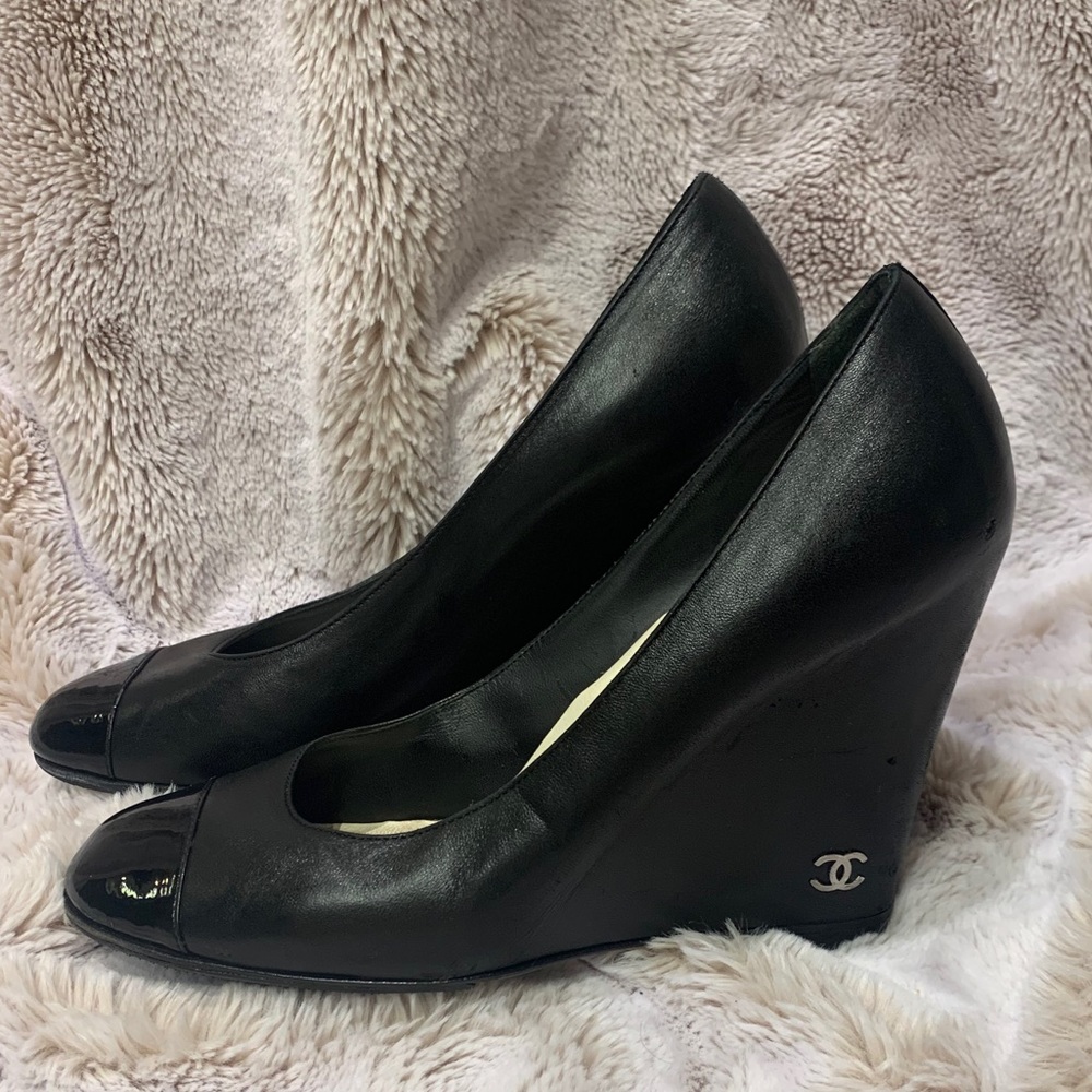 Authentic Chanel Wedge Size 39.5 Euro / 8.5 USA